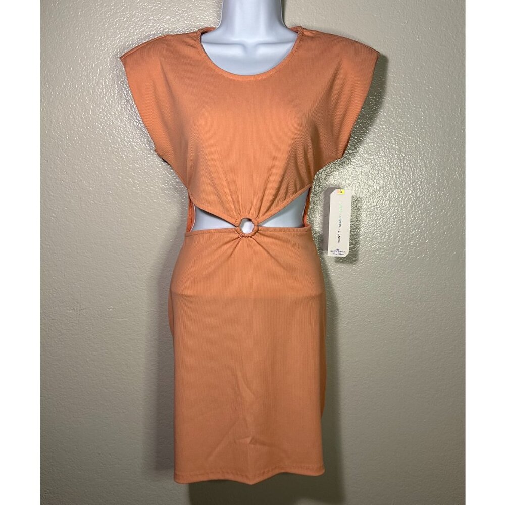 Almost Famous O-Ring Cutout Mini Dress in Coral